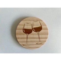 Glass & Bottle of Wine Wooden Felt Coasters, Set of 2 pcs, 5th wedding anniversary gift, 7th anniversary present, Cabernet Sauvi