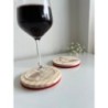 Glass & Bottle of Wine Wooden Felt Coasters, Set of 2 pcs, 5th wedding anniversary gift, 7th anniversary present, Cabernet Sauvi