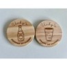 Glass & Bottle of Water Wooden Felt Coasters, Set of 2 pcs, 5th wedding anniversary gift, 7th anniversary present, Sparkling Wat