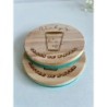 Glass & Bottle of Water Wooden Felt Coasters, Set of 2 pcs, 5th wedding anniversary gift, 7th anniversary present, Sparkling Wat