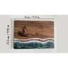 Surfer Cutting Board with Male and Female Figure, Acacia Wood with Resin, custom name engraved, ocean wave epoxy, beach-themed s