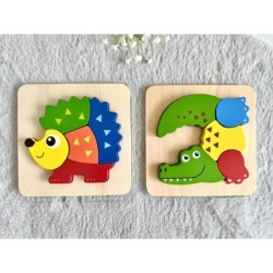 Wooden Puzzle Hedgehog or Crocodile, Eco-Friendly Toy with Colors or Body Parts Sorting, Indoor Entertainment, Developmental Toy