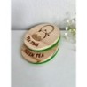 Green Tea Wooden Felt Coasters, Set of 2 pcs, 5th wedding anniversary gift, 7th anniversary present, Matcha Lover Gift