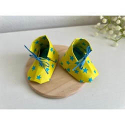 Origami shoes - cute baby souvenir shoes "Starry Yellow", new baby gift box, pregnancy gift box, new mom gift basket, baby keeps