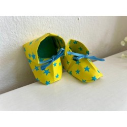 Origami shoes - cute baby souvenir shoes "Starry Yellow", new baby gift box, pregnancy gift box, new mom gift basket, baby keeps