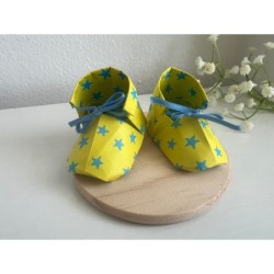 Origami shoes - cute baby souvenir shoes "Starry Yellow", new baby gift box, pregnancy gift box, new mom gift basket, baby keeps