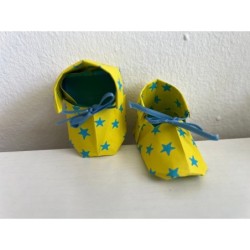 Origami shoes - cute baby souvenir shoes "Starry Yellow", new baby gift box, pregnancy gift box, new mom gift basket, baby keeps