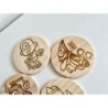 Yokai Wooden Coasters, Set of 4 pcs, 5th wedding anniversary gift, Supernatural Beings,