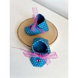 Origami shoes „Dotty Blue“- cute baby souvenir shoes, new baby gift box, pregnancy gift box, new mom gift basket, baby keepsake