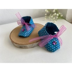 Origami shoes „Dotty Blue“- cute baby souvenir shoes, new baby gift box, pregnancy gift box, new mom gift basket, baby keepsake