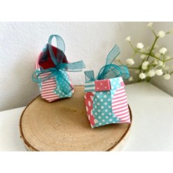 Origami shoes "Pink - Blue Fusion" - baby souvenir booties, new baby gift box, pregnancy gift box, new mom gift basket, baby kee