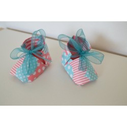 Origami shoes "Pink - Blue Fusion" - baby souvenir booties, new baby gift box, pregnancy gift box, new mom gift basket, baby kee