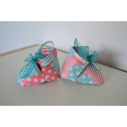 Origami shoes "Pink - Blue Fusion" - baby souvenir booties, new baby gift box, pregnancy gift box, new mom gift basket, baby kee