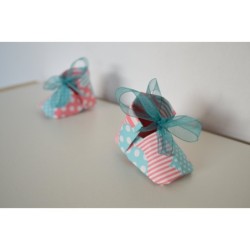 Origami shoes "Pink - Blue Fusion" - baby souvenir booties, new baby gift box, pregnancy gift box, new mom gift basket, baby kee