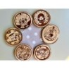 Japanese Manhole Covers Wooden Coasters, Set of 6 pcs, Natural Sustainable Wood, New Home Gift