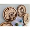 Japanese Manhole Covers Wooden Coasters, Set of 6 pcs, Natural Sustainable Wood, New Home Gift