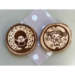 Japanese Manhole Covers Wooden Coasters, Set of 6 pcs, Natural Sustainable Wood, New Home Gift