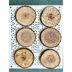 Doodle Art Wooden Coasters, Set of 6 pcs, 5th wedding anniversary gift, 6th anniversary present