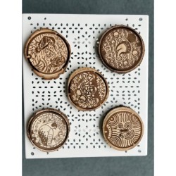 Japan Manhole Covers Animals Insects Wooden Coasters, Set of 5 pcs, New Home Apartment Gift, typical Japanese