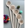 Set of 5 Mandala or Japanese Pattern Cooking Wooden Spoons, Engraved on both sides, Housewarming Gift, Gift For Baking Enthusias