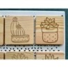 Square Succulent Cactus Wooden Coasters, Set of 6 pcs, 5th wedding anniversary gift, 6th anniversary present,