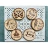 Cute Takoyaki Theme Wooden Coasters, Set of 6 pcs, 5th wedding anniversary gift, 6th anniversary present, Japanese dishes & cuis