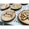 Cute Takoyaki Theme Wooden Coasters, Set of 6 pcs, 5th wedding anniversary gift, 6th anniversary present, Japanese dishes & cuis