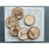 Cute Takoyaki Theme Wooden Coasters, Set of 6 pcs, 5th wedding anniversary gift, 6th anniversary present, Japanese dishes & cuis