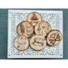 Cute Takoyaki Theme Wooden Coasters, Set of 6 pcs, 5th wedding anniversary gift, 6th anniversary present, Japanese dishes & cuis