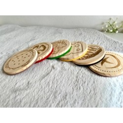 Burger Coaster Set of 6 pcs, Wooden Top Felt Colorful Bottom, Unique Table Decor