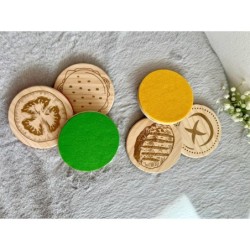 Burger Coaster Set of 6 pcs, Wooden Top Felt Colorful Bottom, Unique Table Decor