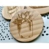 Succulent Cactus Wooden Coasters, Set of 5 pcs, 5th wedding anniversary gift, 6th anniversary present, Teacher retire