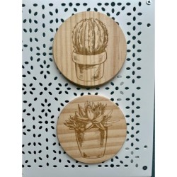 Succulent Cactus Wooden Coasters, Set of 5 pcs, 5th wedding anniversary gift, 6th anniversary present, Teacher retire