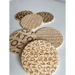 Letter Pattern Wooden Coasters, Set of 6 pcs, Tutor Retirement Present, Teacher gift, Herbal Tea Coaster, Coffee Cup Mat, Water