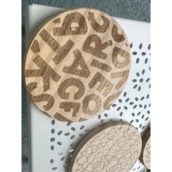 Letter Pattern Wooden Coasters, Set of 6 pcs, Tutor Retirement Present, Teacher gift, Herbal Tea Coaster, Coffee Cup Mat, Water