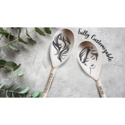 Engraved Spoon with Beautiful Female Face, Custom Quote or Name Spoon For Family & Friends, Housewarming Gift, Gift For Baking E