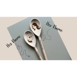 Set of 2 Spoons with Faces - Funny and Elegant, Custom Name on it for Family & Friends, Housewarming Gift, Gift For Baking Enthu