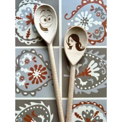 Set of 2 Spoons with Faces - Funny and Elegant, Custom Name on it for Family & Friends, Housewarming Gift, Gift For Baking Enthu