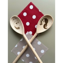 Set of 2 Spoons with Faces - Funny and Elegant, Custom Name on it for Family & Friends, Housewarming Gift, Gift For Baking Enthu