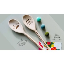 Set of 2 Engraved Wooden Spoons with Face, Custom Funny Phrase Spoon For Family & Friends, Housewarming Gift, Gift For Baking En