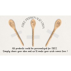 Set of 2 Engraved Wooden Spoons with Face, Custom Funny Phrase Spoon For Family & Friends, Housewarming Gift, Gift For Baking En