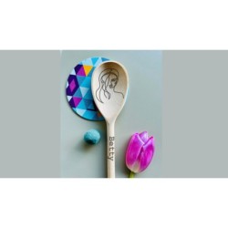 Set of 2 Personalized Engraved Wooden Spoons, Custom Line Art Spoon For Married Couples, Housewarming Gif, Baking Gift For Newly