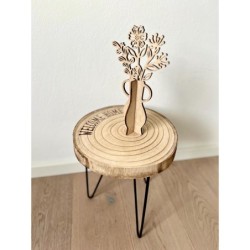 Personalizable Side Table with Wire Hairpin Legs, Wood Round Rustic Coffee Table for Living Room, Bedroom, Office Furniture