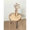 Personalizable Side Table with Wire Hairpin Legs, Wood Round Rustic Coffee Table for Living Room, Bedroom, Office Furniture