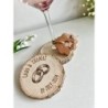 Custom Wedding Coasters & Cedar Wood Flower Name Tag, Set of 2 pcs, Natural wood with bark, Place Table cards, Bride, Groom, Gue