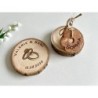 Custom Wedding Coasters & Cedar Wood Flower Name Tag, Set of 2 pcs, Natural wood with bark, Place Table cards, Bride, Groom, Gue