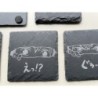 Anime Eyes Manga Peek-a-boo Slate Coasters, Set of 5, Japanese Culture, Black Stone Hibachi Invitation