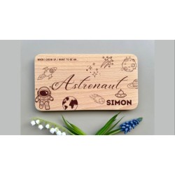 Astronaut Personalized Breakfast Board with Name & Custom Dream Job „When I grow up, I want to be“, Future Career, wood engraved