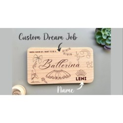 Ballerina Personalized Breakfast Board with Name & Custom Dream Job „When I grow up, I want to be“, Future Career, wood engraved