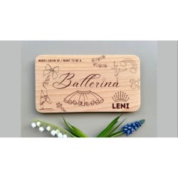 Ballerina Personalized Breakfast Board with Name & Custom Dream Job „When I grow up, I want to be“, Future Career, wood engraved